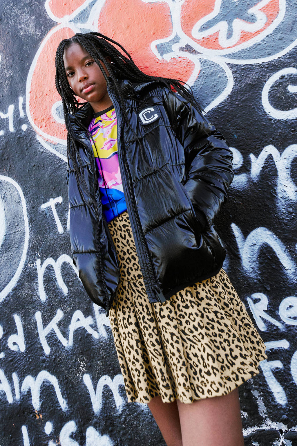 Coolcat Puffer Winterjas Juna Metallic Zwart