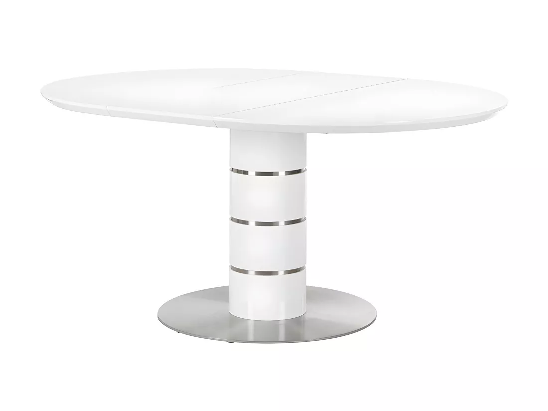 Table à manger extensible - 4 à 6 personnes - MDF et métal inoxydable - Blanc laqué - CUSCO