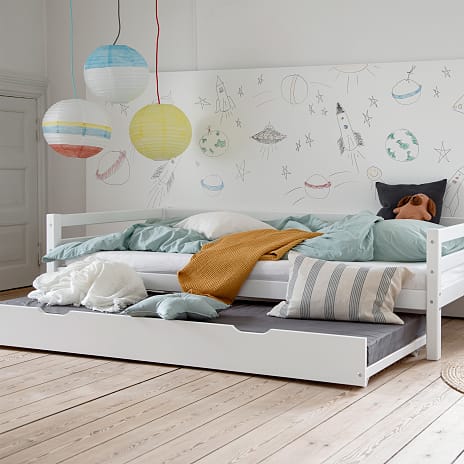 Spiloppe udtræksseng uden madras 70x190 cm - hvid