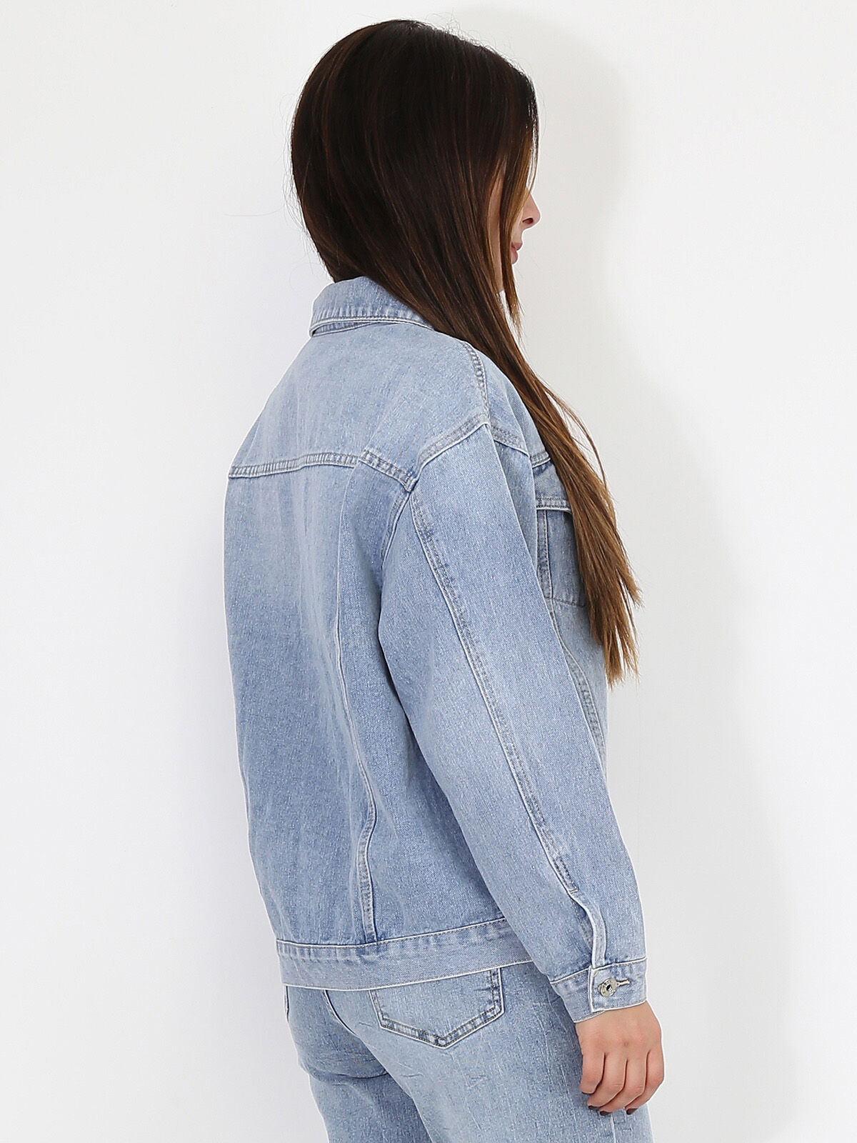 Veste en jeans délavée- Bleu clair