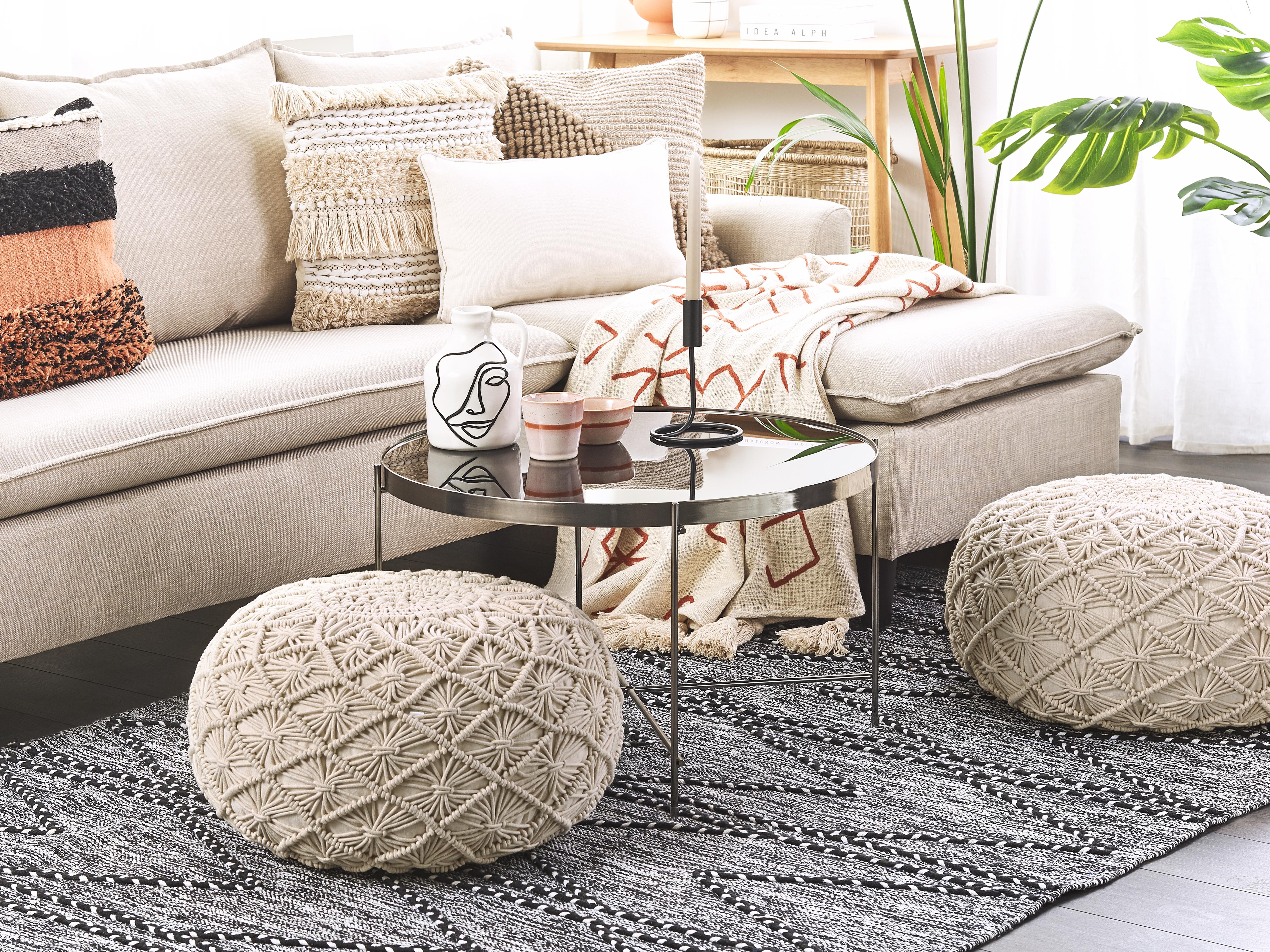Poef Macramé BERKANE Katoen Beige
