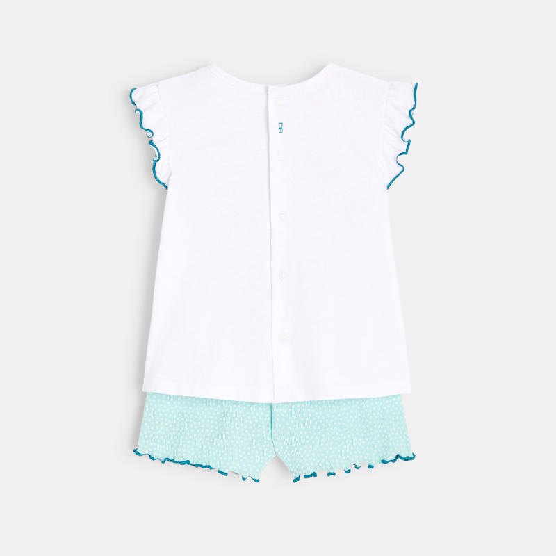 Pyjama court poissons blanc bébé fille Blanc
