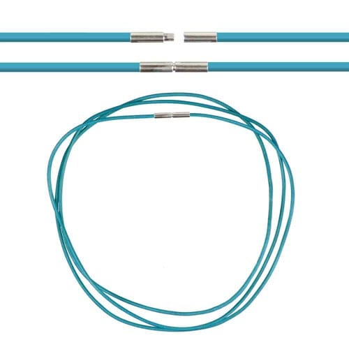 Cordon cuir 42 cm bleu turquoise