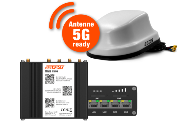 Selfsat 4G Cat 6 WLAN Router MWR 4540 inkl. 5G Antenne bis 300 Mbps
