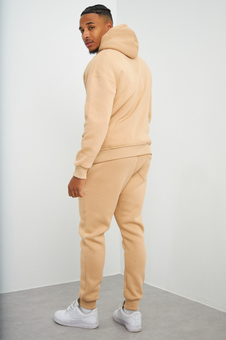 Ensemble sweat à capuche + jogging beige