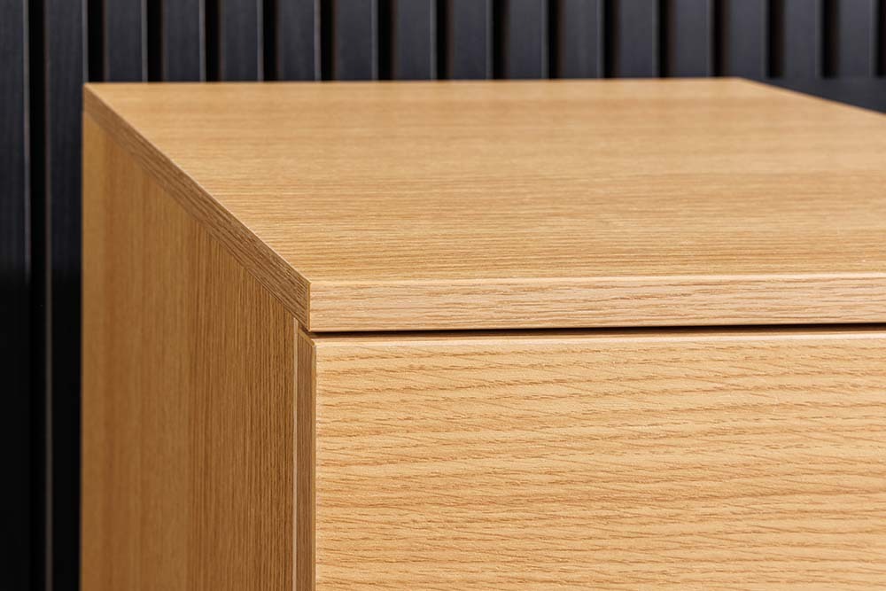 Modernes TV-Board LOFT 160cm natur schwarz drei Fächer mit Schublade