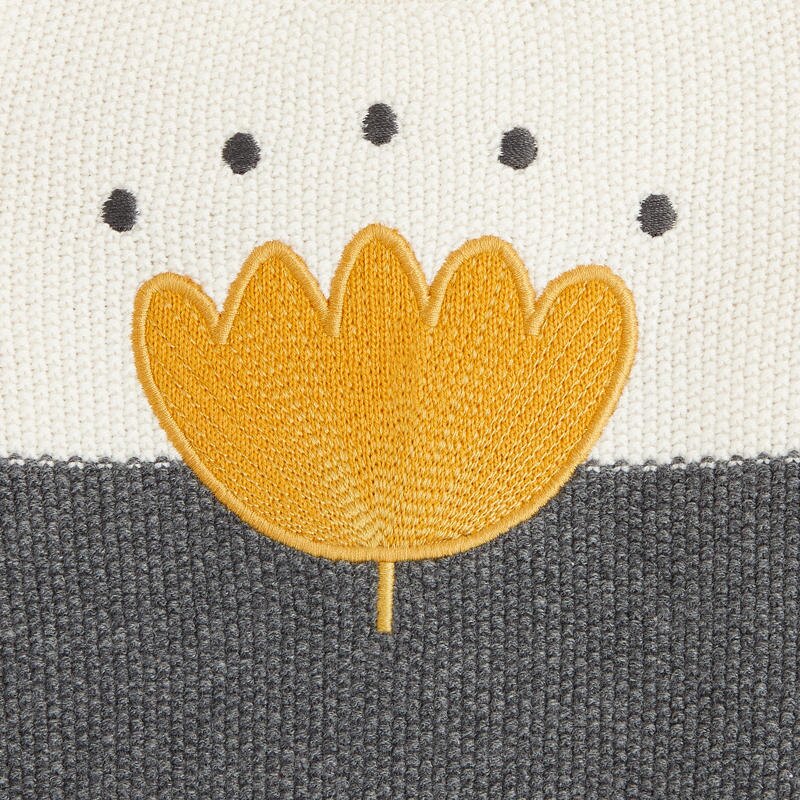 Pull tricot fleur brodée gris bébé fille Gris ou noir