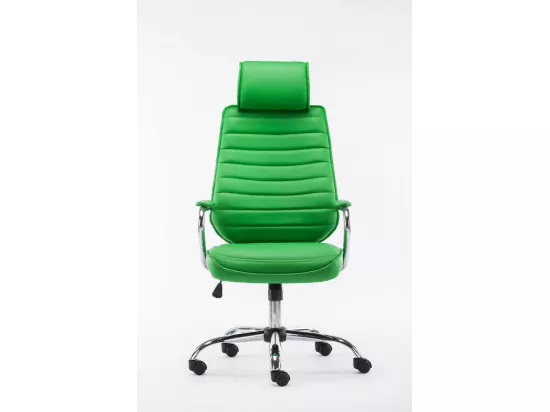 Chaise de bureau - Similicuir & Métal chromé - Vert - Rako