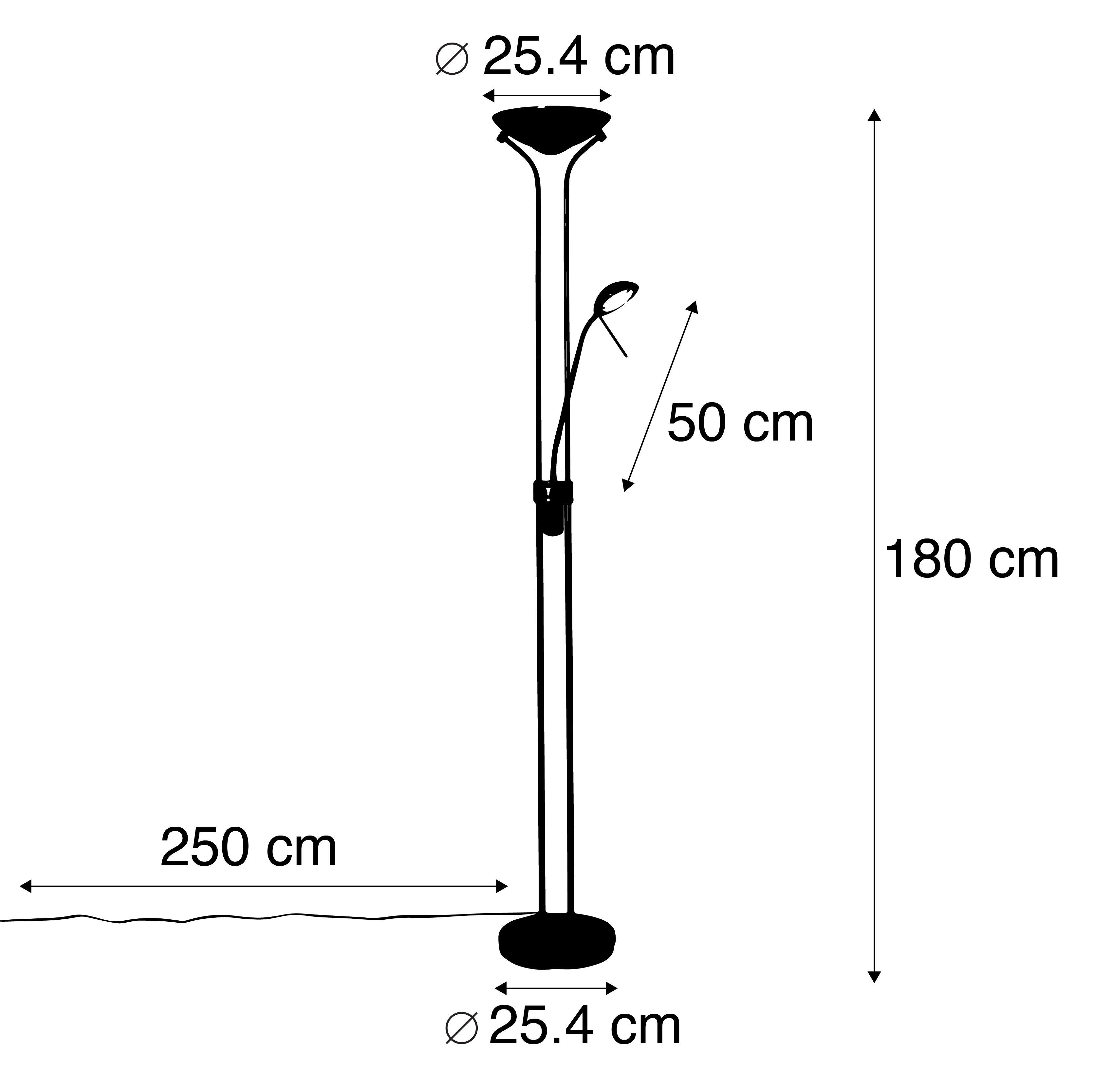 Moderne vloerlamp messing met leeslamp incl. LED dim to warm - Diva