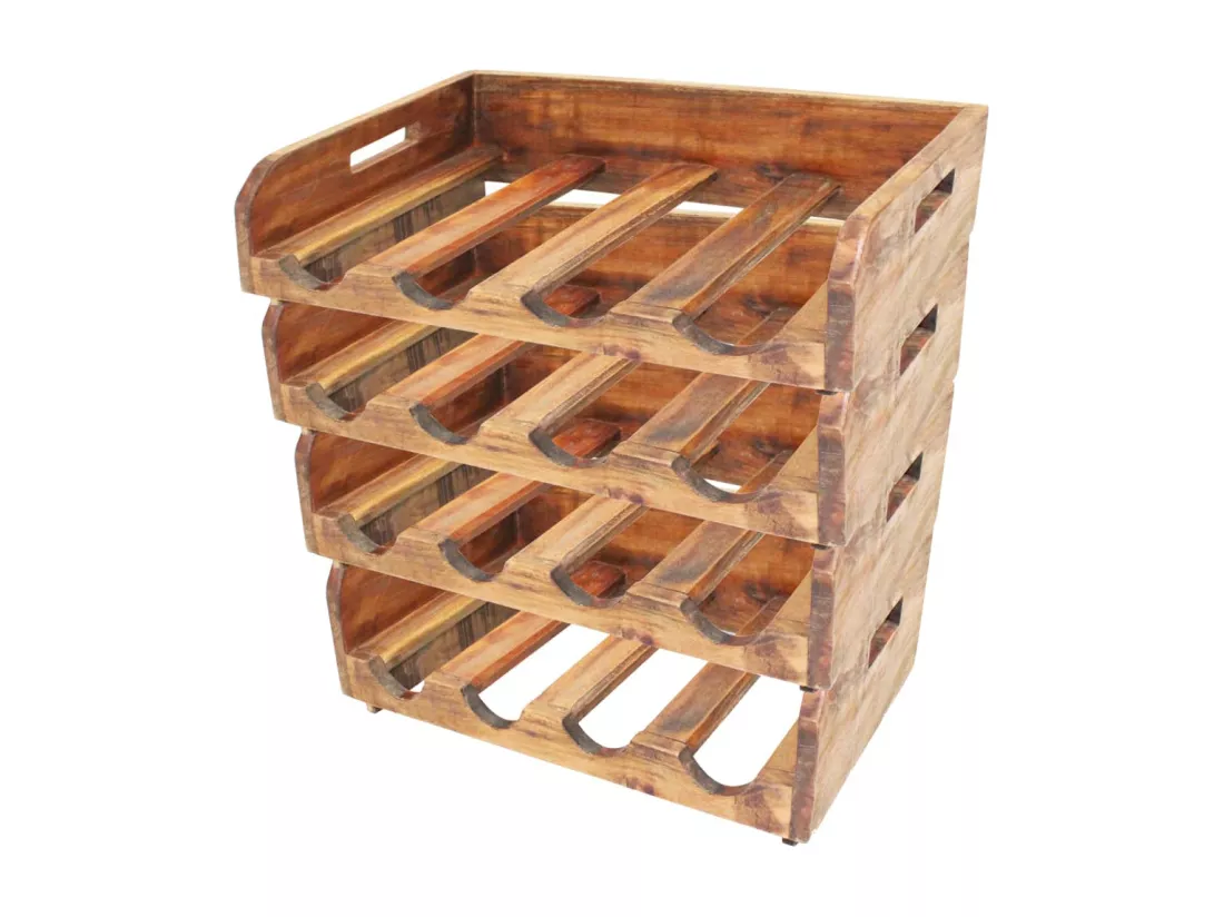 Casier à bouteilles 4 pcs pour 16 bouteilles Bois recyclé