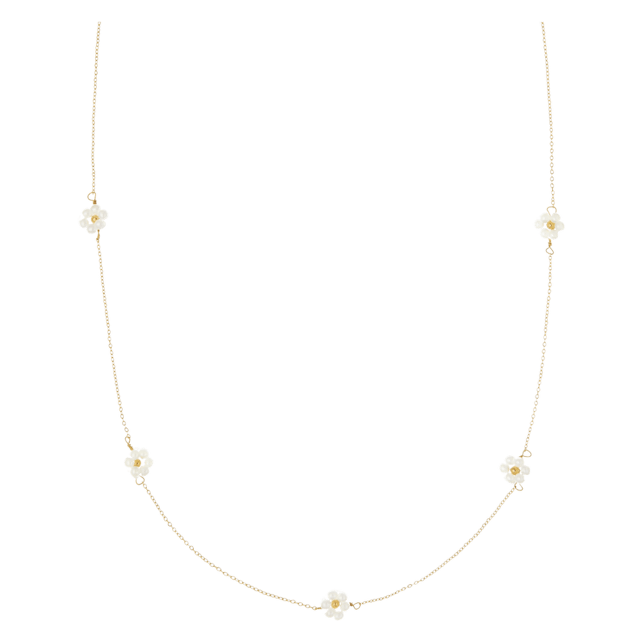 Orelia Jewellery Dainty Pearl Flower Stationed Collar Necklace