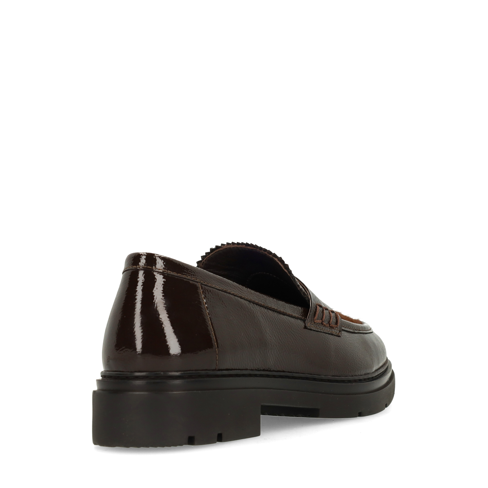 Bruine lakleren loafers met pony hair