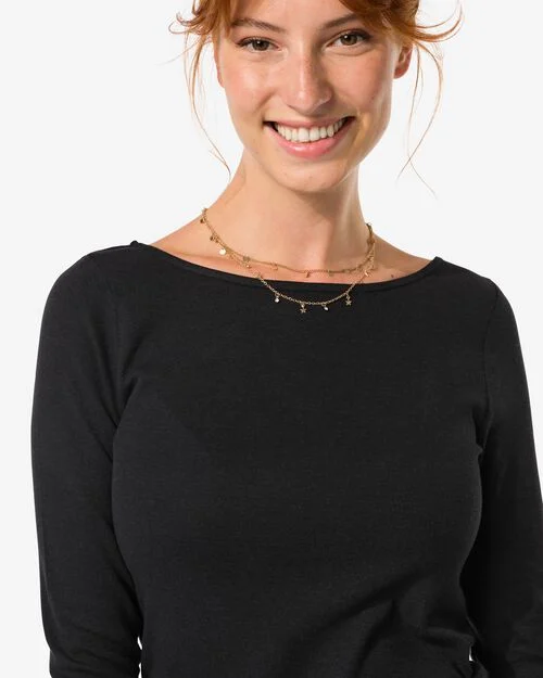 t-shirt femme Ebony col bateau noir