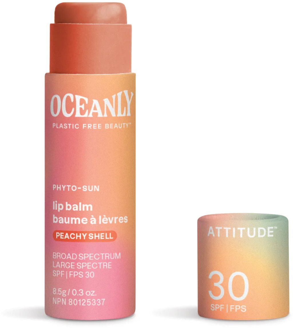 ATTITUDE  Oceanly PHYTO-SUN Lip Balm SPF30, Peachy Shell