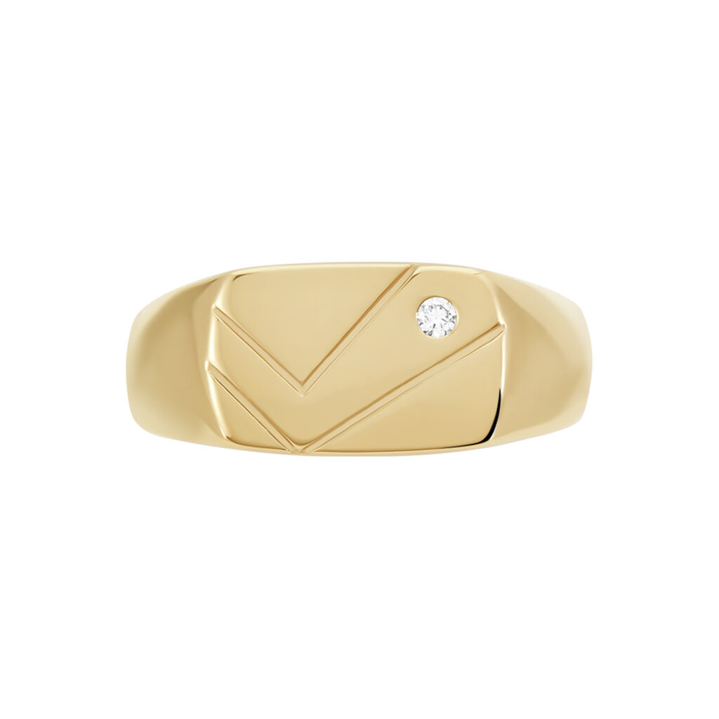 Chevalière Plaqué Or Jaune Gyorgy Oxyde De Zirconium