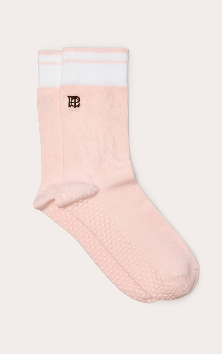Rose Chaussettes Antidérapantes Brodées Prettylittlething
