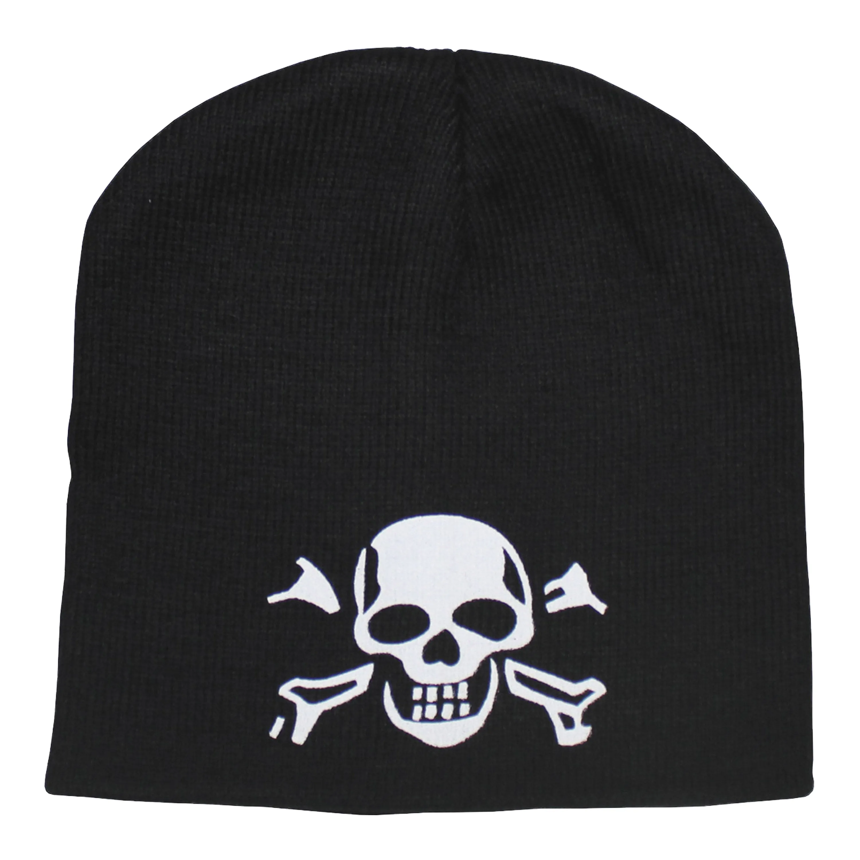 Unbekannt -  Strickmütze Beanie mit Totenkopf schwarz