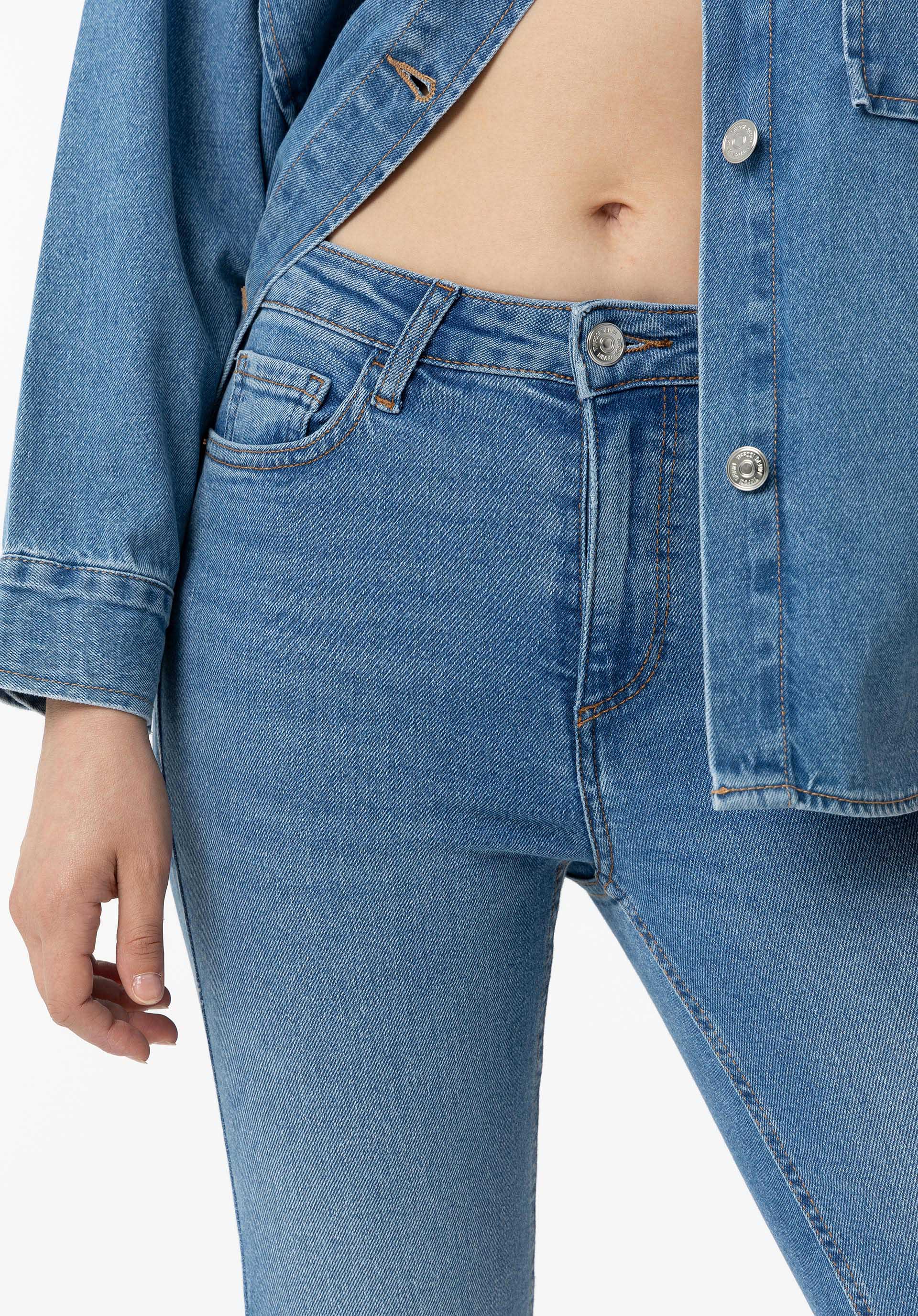 Jeans Megan Cropped Flare Cintura Alta