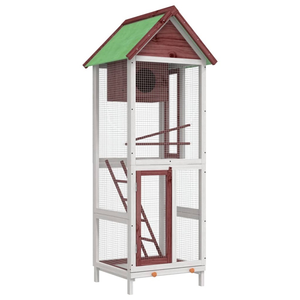 Maison à oiseaux moka 60x58,5x160 cm bois massif de pin