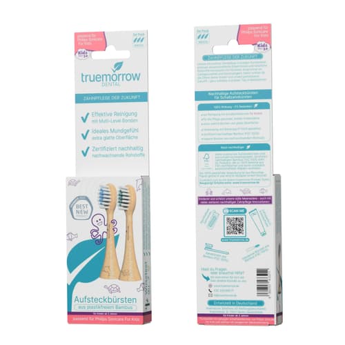 truemorrow DENTAL Aufsteckbürsten aus Bambus für Philips Sonicare Kids Schallzahnbürsten für Kinder