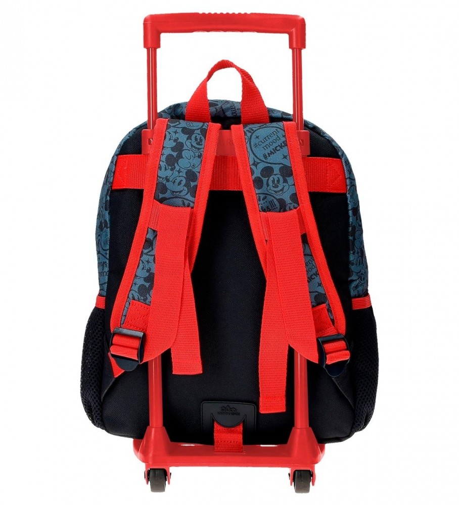 Mochila Joumma Bags Mickey Get Moving 33cm com Rodinhas, Vermelha e Azul - 25x32x12cm -
