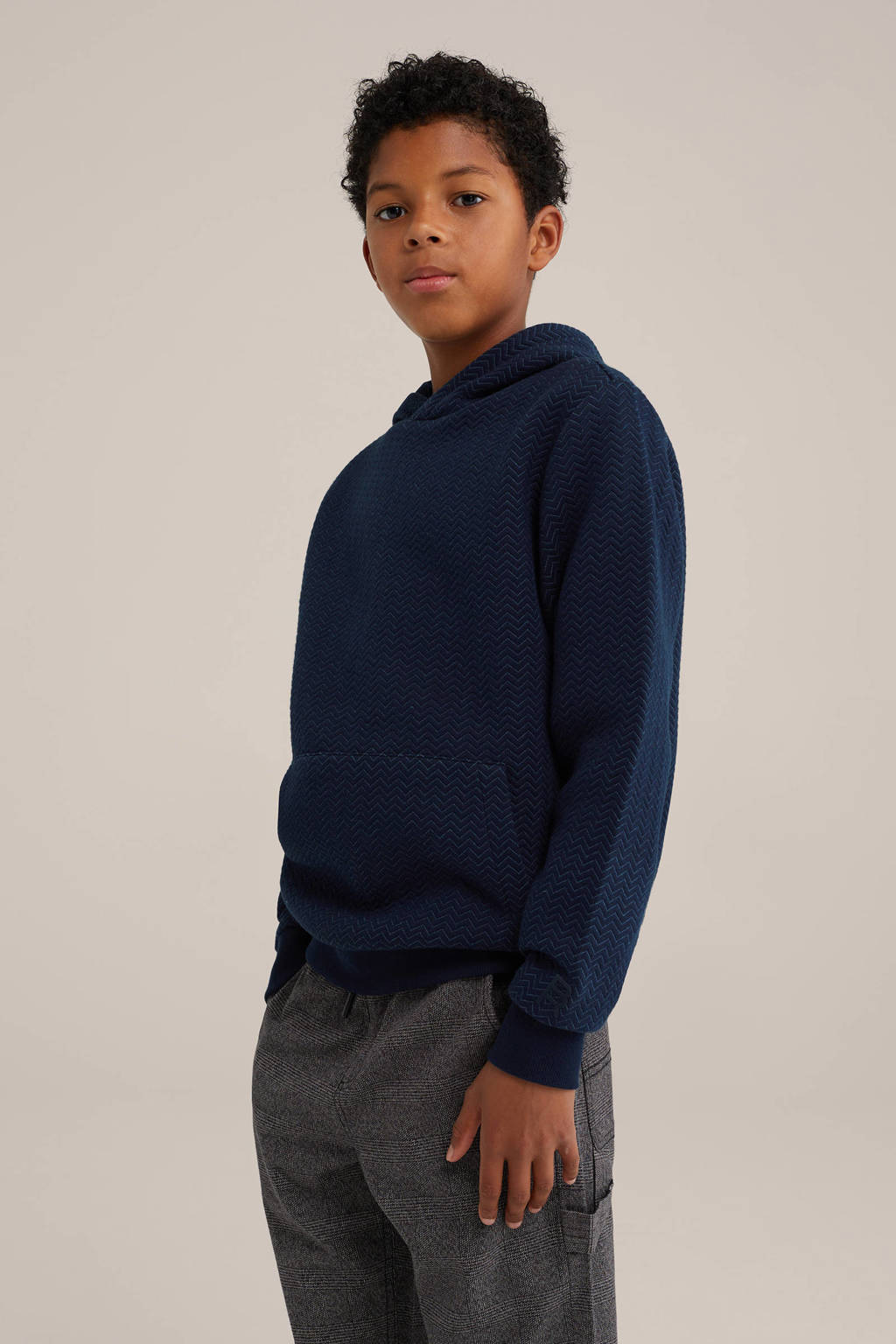 WE Fashion sweater met all over print donkerblauw