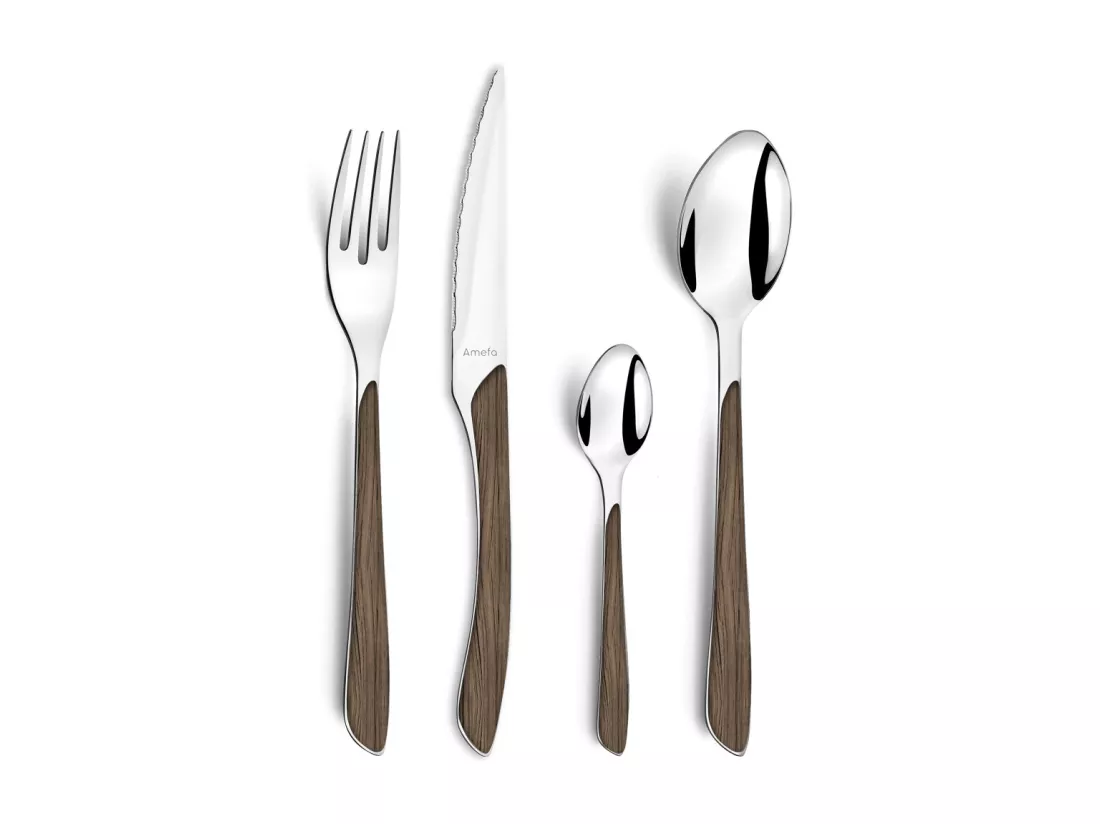 Eclat Nature - Ménagère 16 pièces Bois foncé