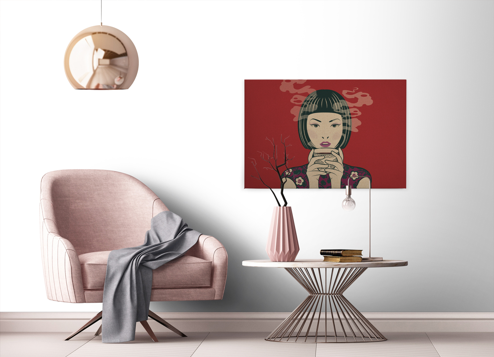 Leinwandbild AKARI - rot - 90x60 cm