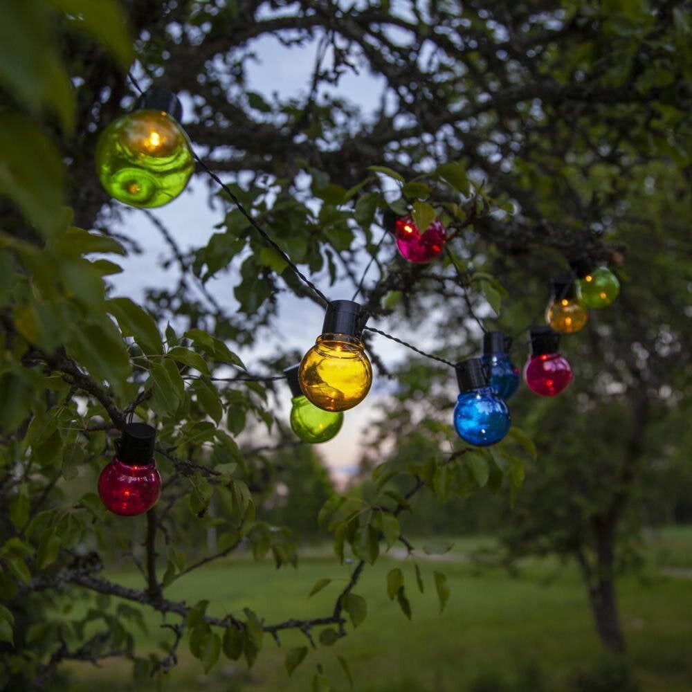 Partaj LED Solar lichtsnoer in zwart en veelkleurig 10x 0,03W IP44 met schemersensor