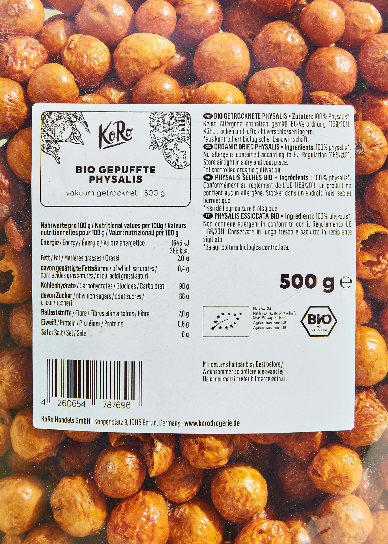 Gepuffte Bio Physalis 500 g