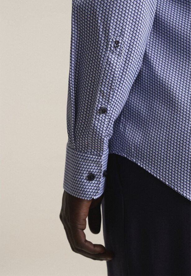 Seidensticker Performance shirt Slim Long sleeve Kent-Collar Print Blue
