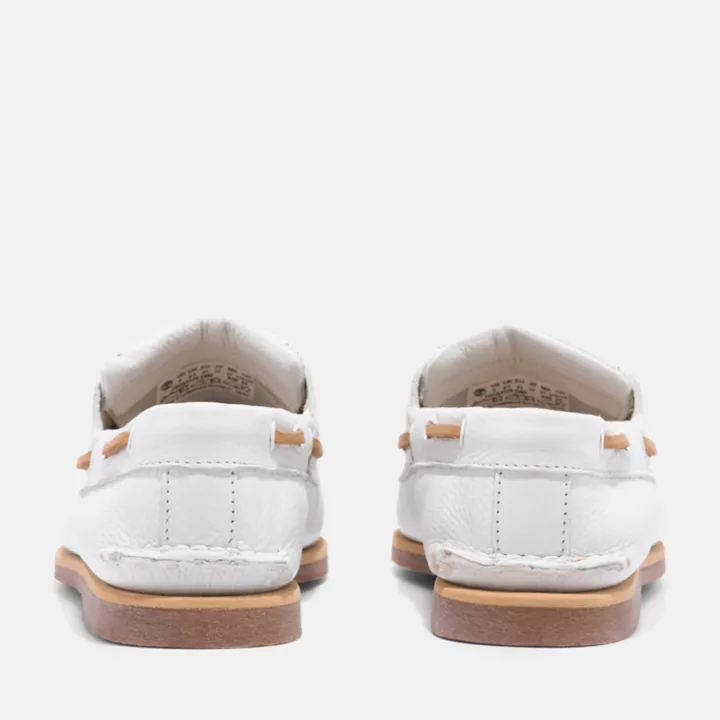 Chaussures bateau classique en cuir pour homme en blanc