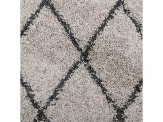 Tapis shaggy à poils longs moderne beige et anthracite ø 80 cm