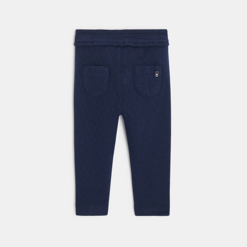 Pantalon maille fantaisie ceinture élastique bleu bébé fille