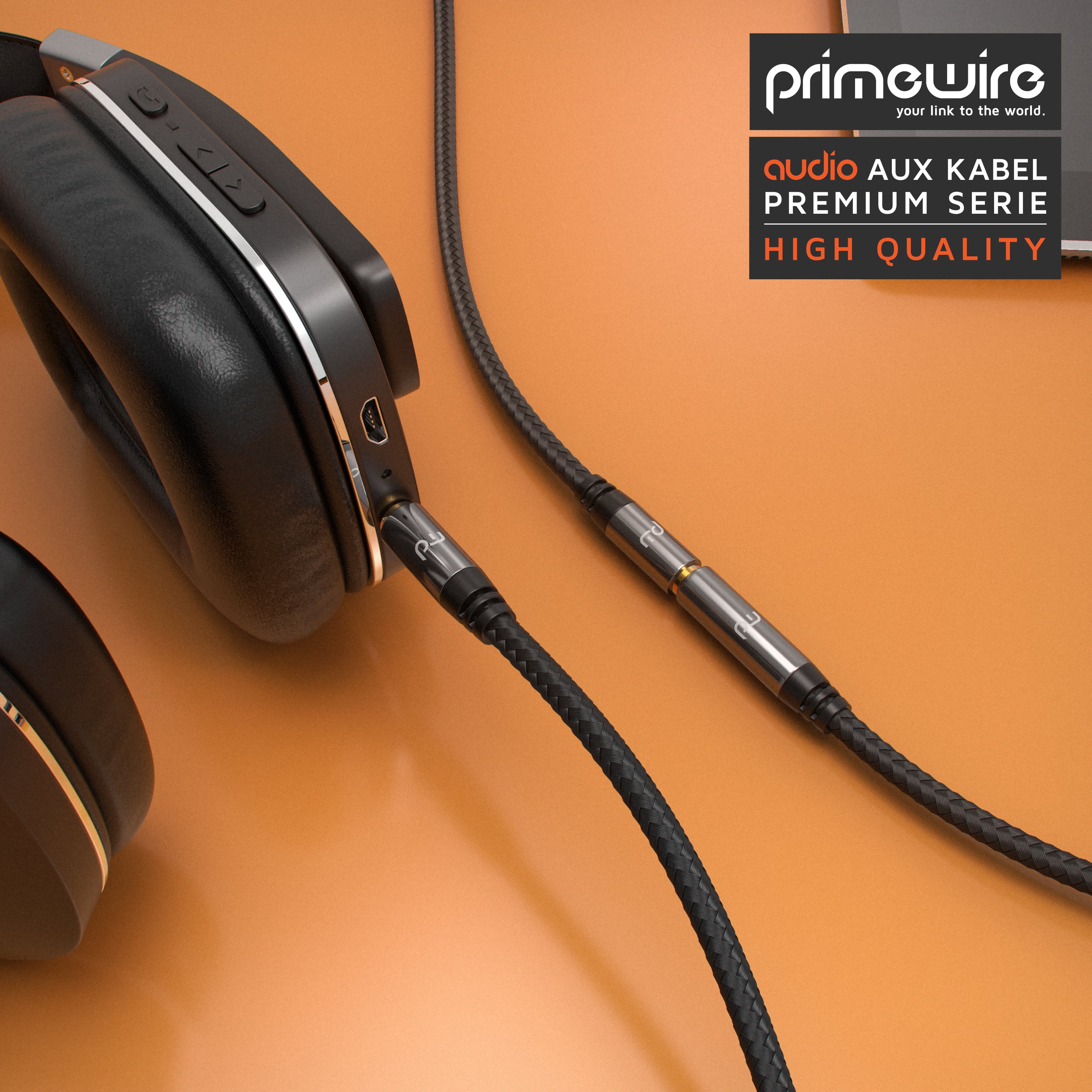 Primewire Klinkenkabel 3,5 mm AUX - Audio Verbindungskabel / Kupplung mit Nylonmantel - 3m