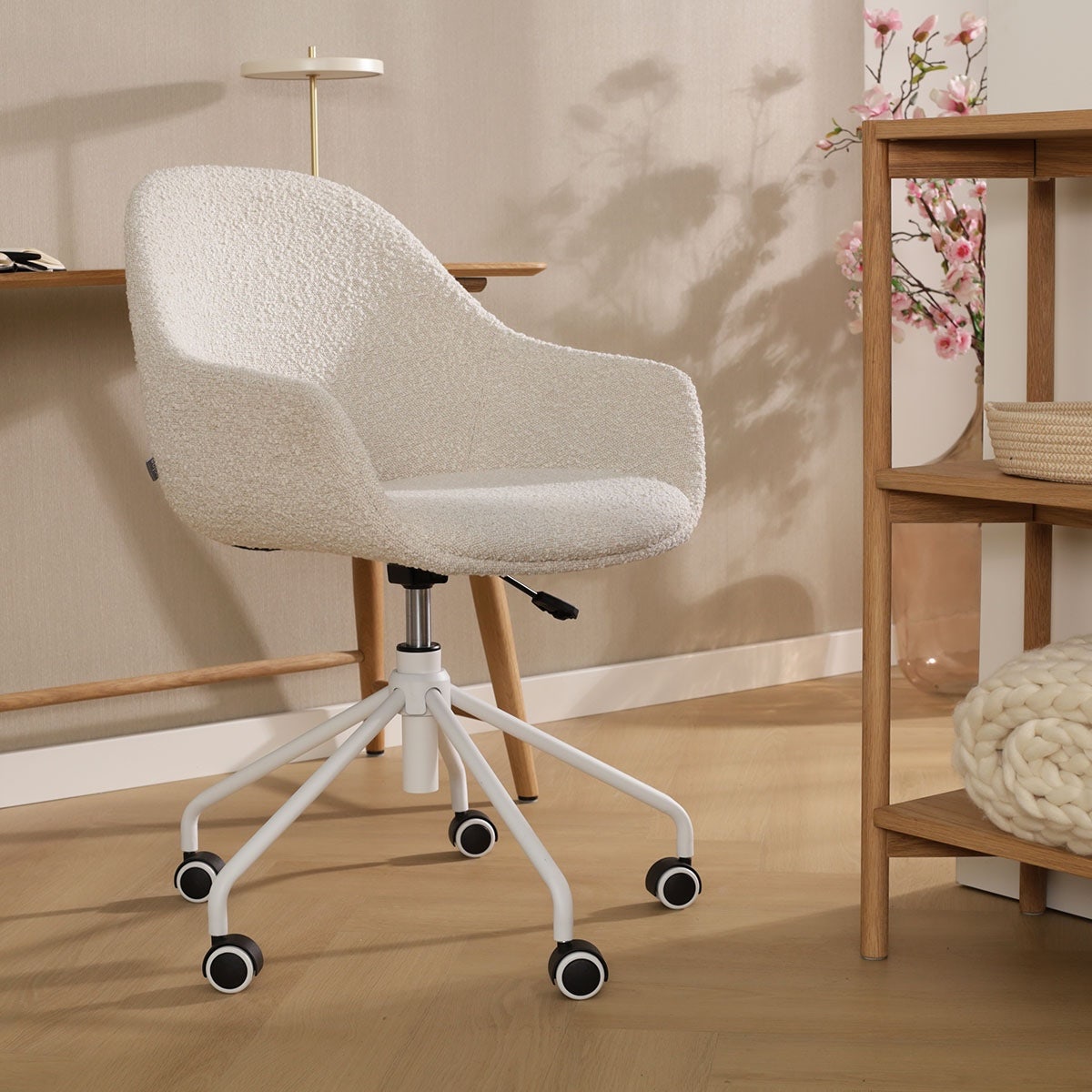 Nolon Nout-Mae Bureaustoelen Set van 2 - Bouclé Beige - Wit