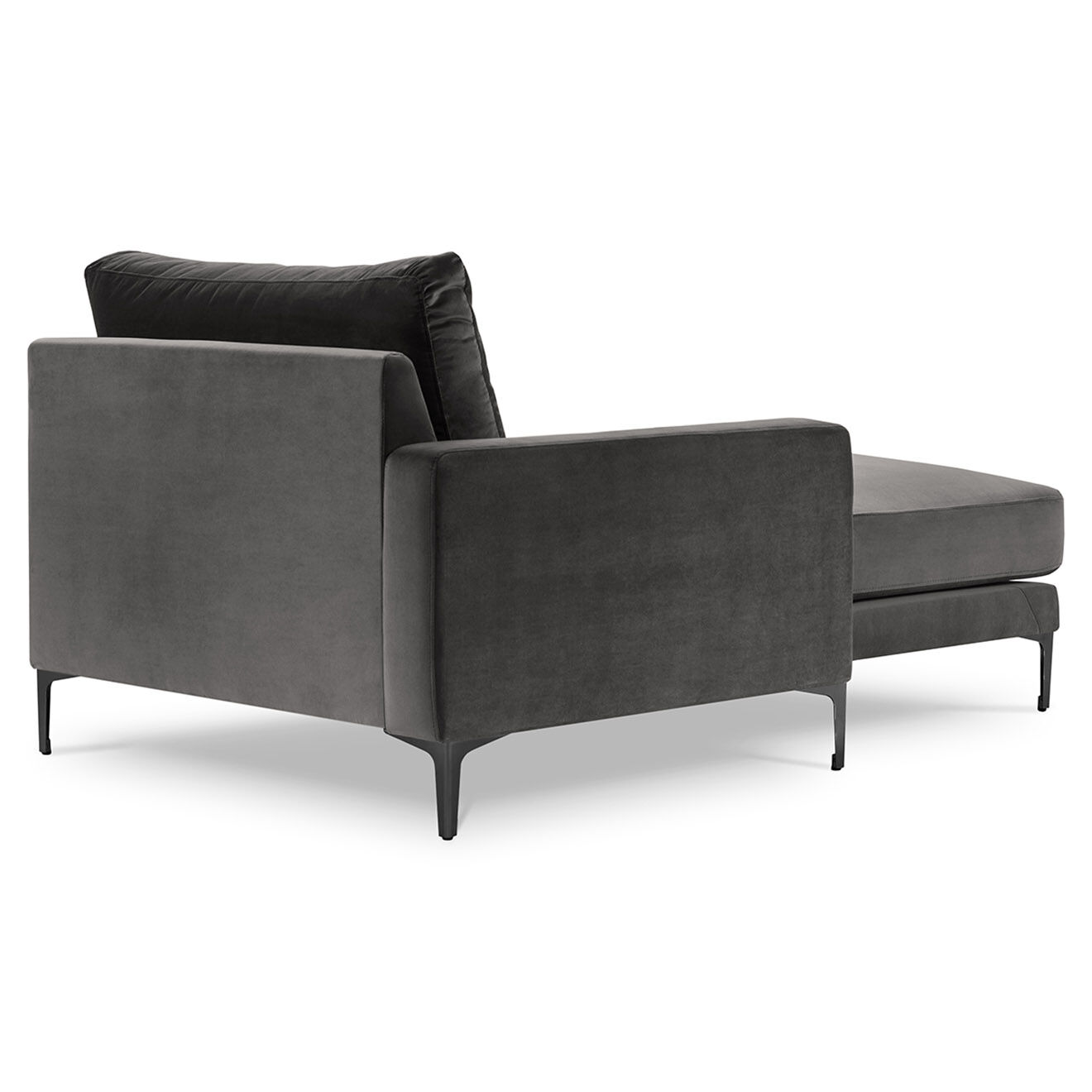 Mazzini Sofas Méridienne Velours Gauche Venus grise - 160x104x90 cm