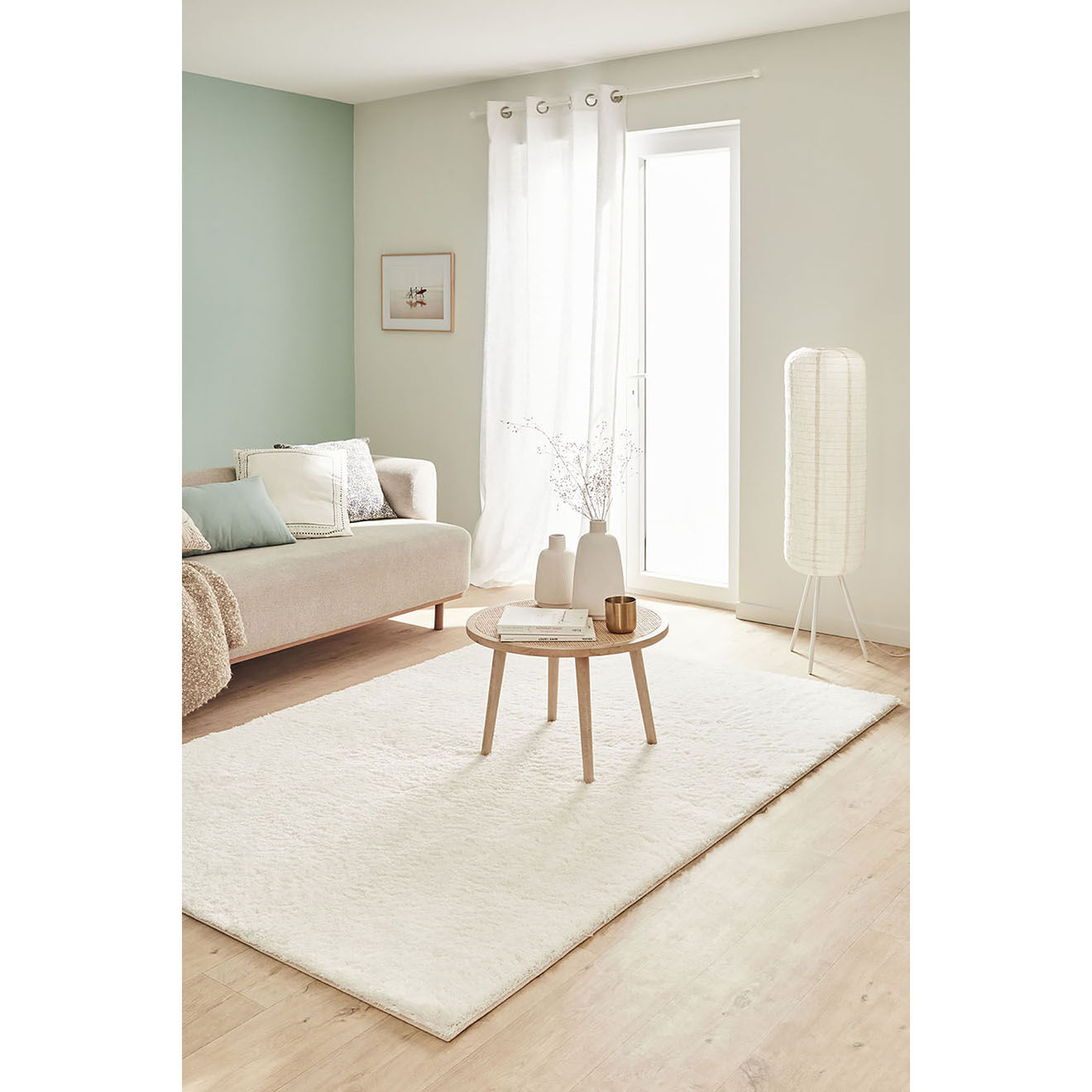 Nazar Rugs Tapis shaggy doux Oslo 902 blanc - 120x160 cm