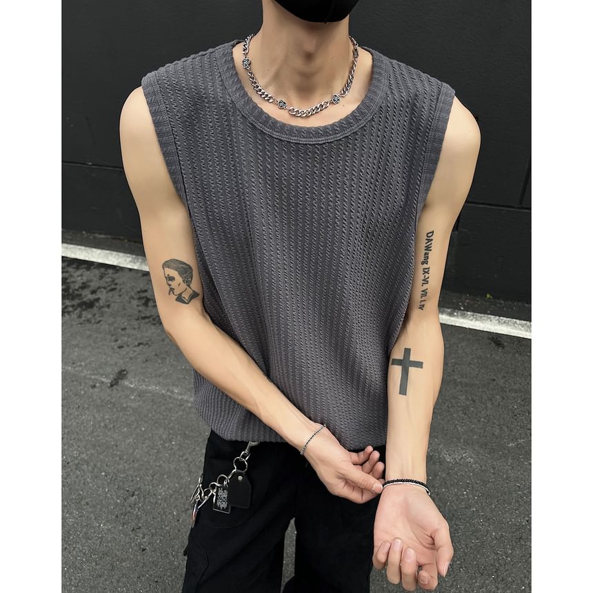 Freehop - Tanktop met ronde hals en effen patroon