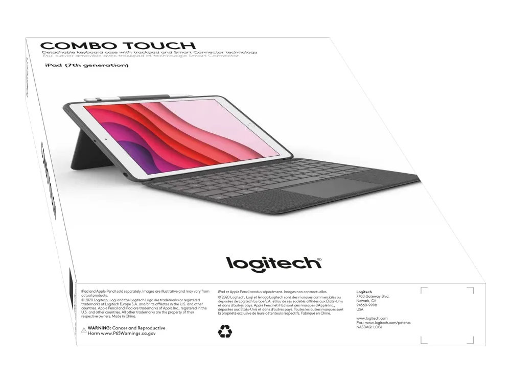 Logitech® | Combo Touch - Tastatur og folio-kasse - med trackpad - bagbelyst - Apple Smart connector - QWERTY - Pan Nordic - grafit - for Apple 10.2-inch iPad (7. generation, 8. generation, 9. generation)