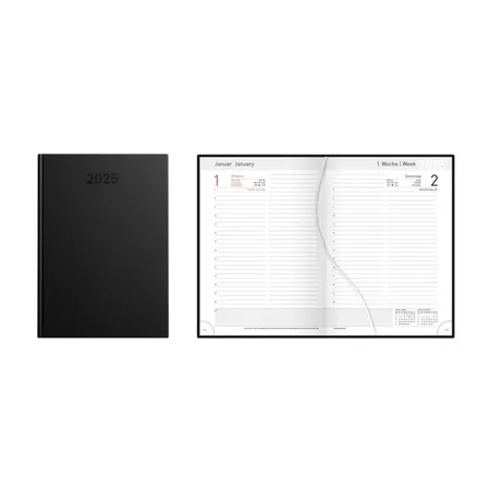 Idena Buchkalender Basic 2025 – DIN A5, FSC® Mix, schwarz