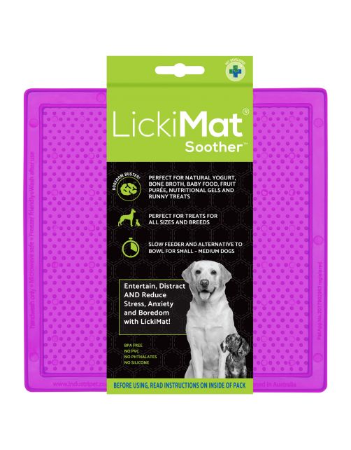 Lickimat Soother Original - Slowfeeder Voermat - Hondenvoerbak - 20x20 cm Paars