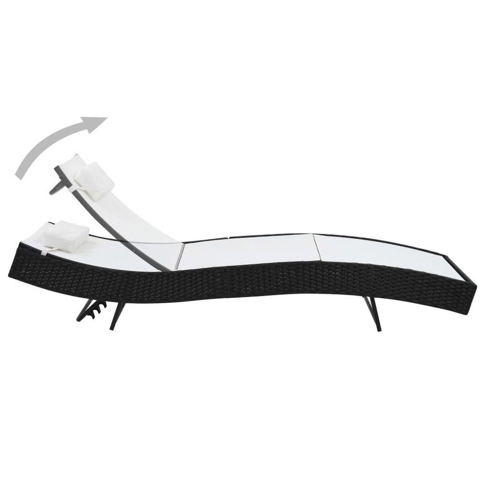 Lot de 2 transats chaise longue bain de soleil lit de jardin terrasse meuble d'extérieur et table résine tressée et textilène
