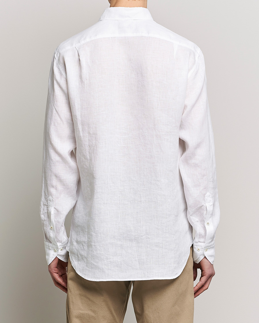 Stenströms Fitted Body Cut Away Linen Shirt White