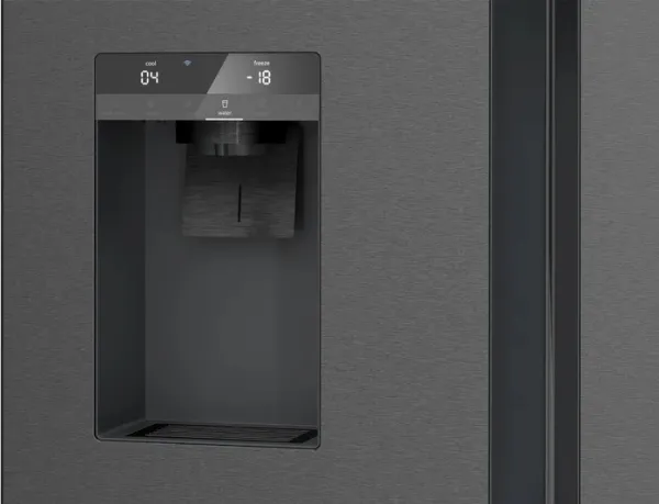 Siemens iQ500 KF96DAXEA, Fritstående, Amerikansk dør, Sort, Rustfrit stål, 2 dør(e), På døren, 574 L