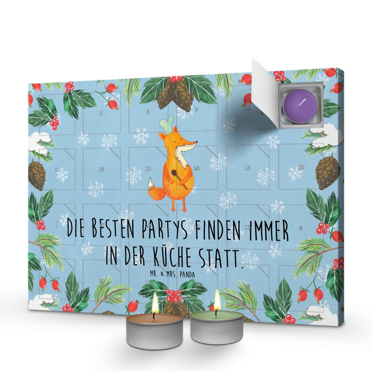 Mr. & Mrs. Panda Geurkaars Adventskalender Fox Chef - Pastelblauw