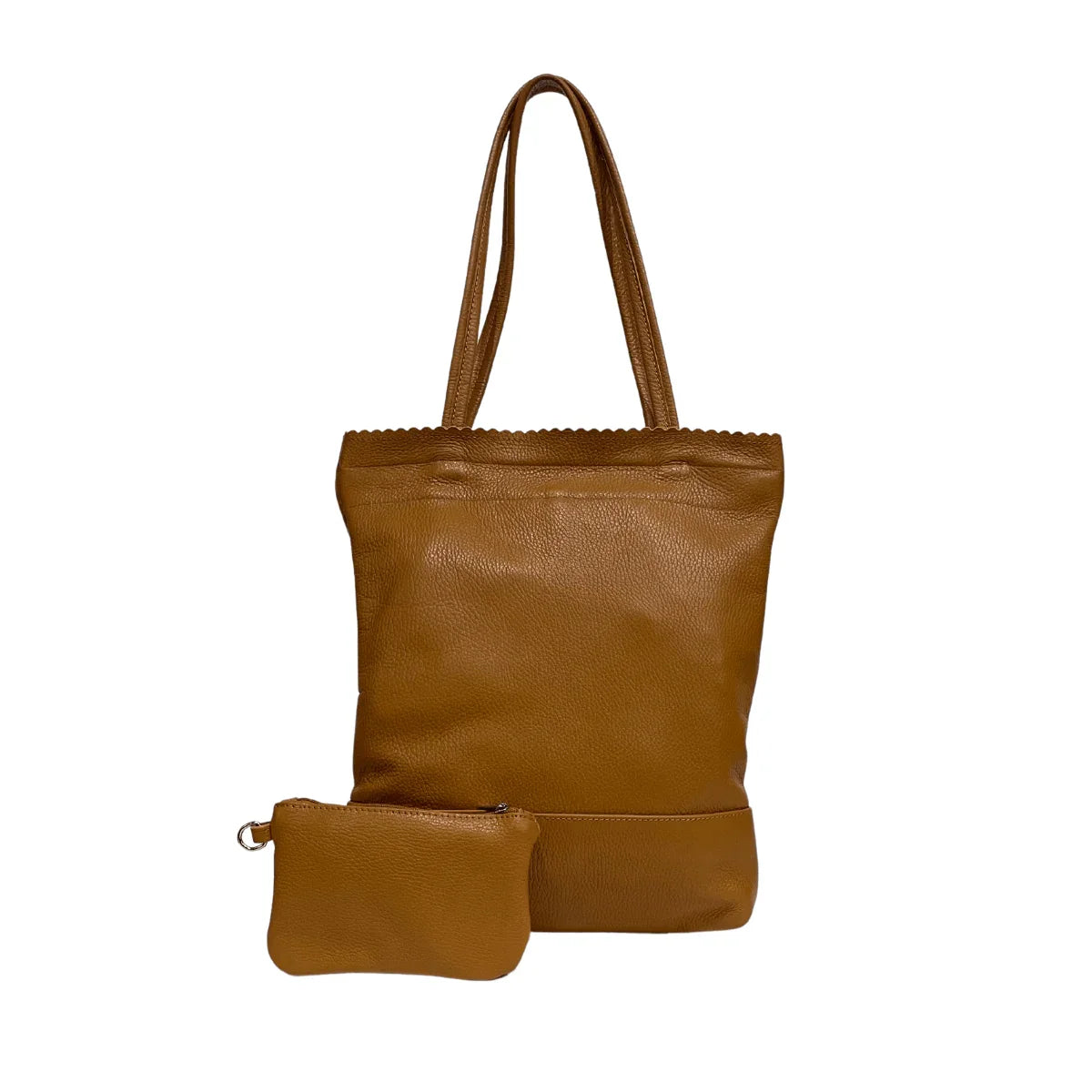 Leren Shopper Met golvende rand