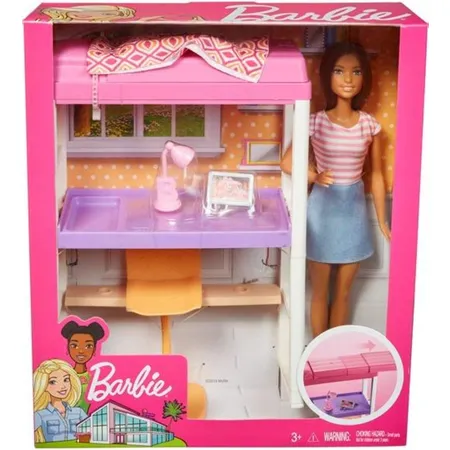 Barbie Deluxe-Set Möbel Hochbett mit Schreibtisch & Puppe