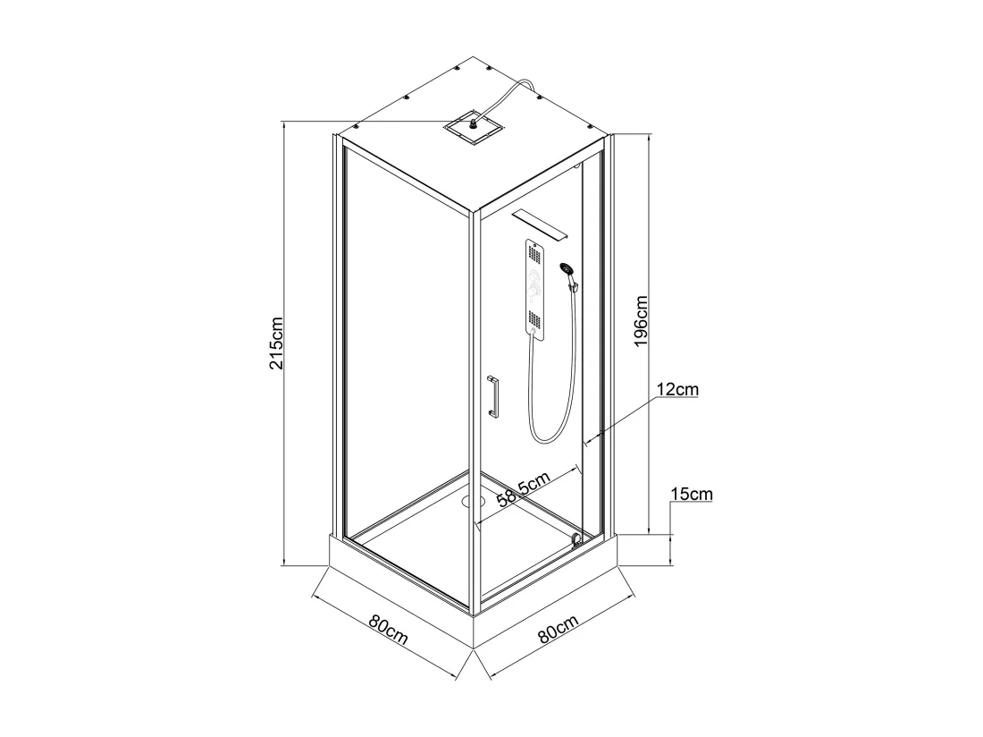 Cabine de douche hydromassante - Installation réversible - L80 x l80 x H215 cm - FOMIRA