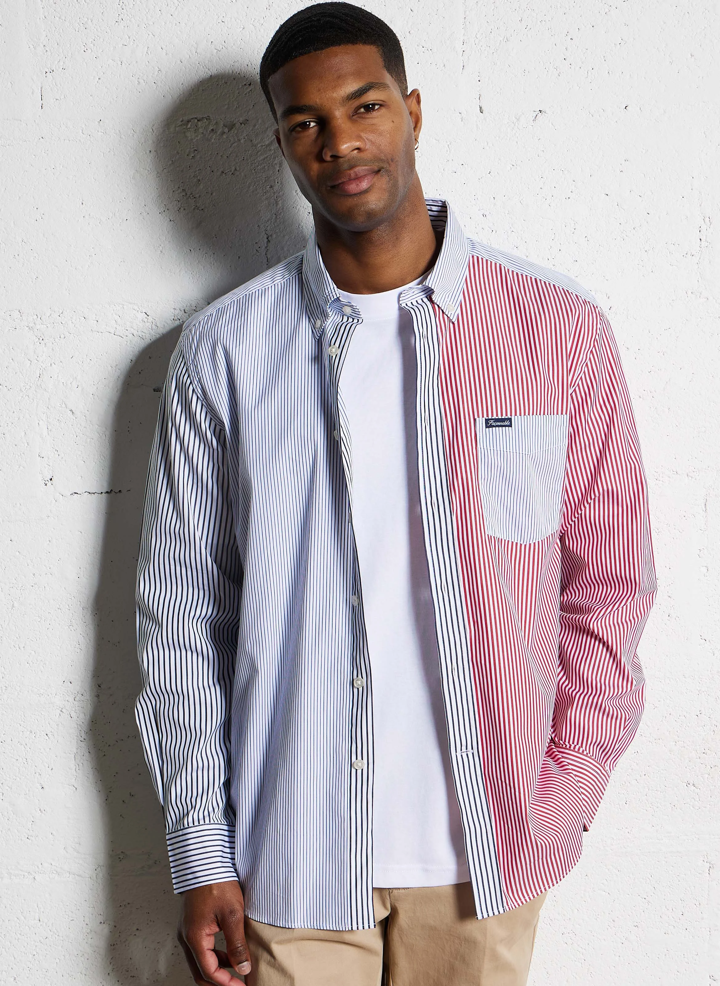Chemise droite en coton rayé | Multicolore